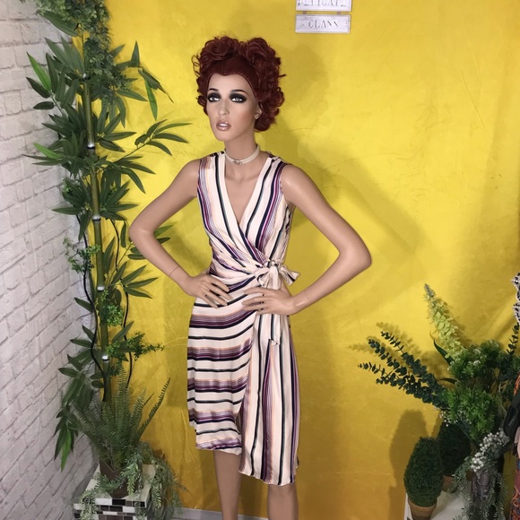 Multi color stripe wrap dress - Picture 4 of 13